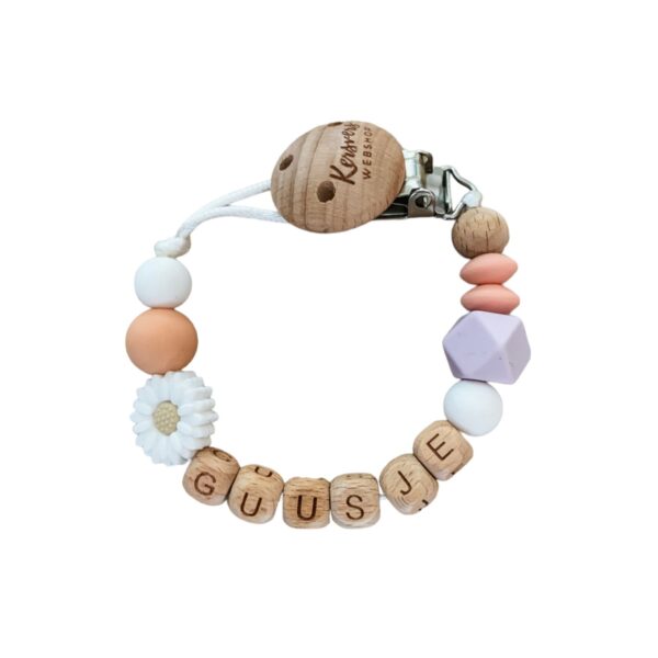 Speenkoord lila en witte daisy bloem