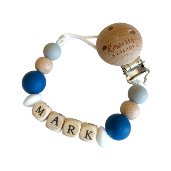 Speenkoord met naam blauw