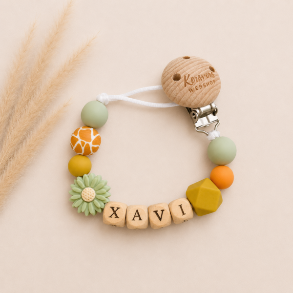 Speenkoord groen,geel & giraffe