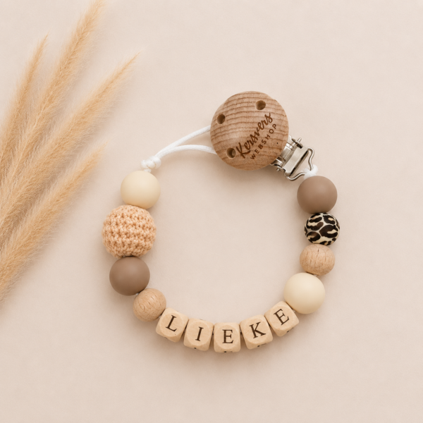 Speenkoord beige panter